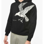 Y's by Yohji Yamamoto New Era Hoodie Sweatshirt With Eagle Print And Kangaroo Pock Black