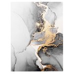 Tablou canvas abstract imitatie marmura in nuante auriu gri alb 1015 - Material produs:: Poster pe hartie FARA RAMA, Dimensiunea:: 70x100 cm, 