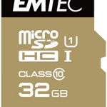 Card Memorie 32GB EMTEC Cu Adaptor Micro SDHC Class 10 Gold Plus ECMSDM32GHC10GP