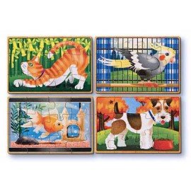 Set 4 puzzle lemn in cutie Animale de companie Melissa and Doug, Melissa & Doug