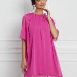 Rochie Dy Fashion fucsia cu pene la baza, 