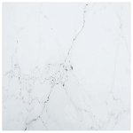 Blat masă alb 50x50 cm 6 mm sticlă securizată design marmură