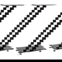 vidaXL Standuri boxe 2 buc, sticlă securizată, design 2 coloane, negru, vidaXL