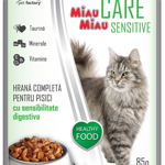 Pachet Hrana Umeda pentru Pisici, cu ficat,12 plicuri x 85 g, MIAU MIAU CARE SENSITIVE, Miau Miau