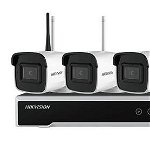 Kit Supraveghere Video 4 Camere exterior Hikvision NK44W0H-1T(WD), CMOS, 4 MP, IR 30 m, DWDR, Wireless, IP66 + NVR , 1 canal, 1080P, HDD
