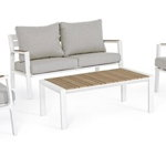 Set mobilier pentru gradina/terasa 4 piese Ernst, Bizzotto, aluminiu/placaj/poliester, alb, Bizzotto
