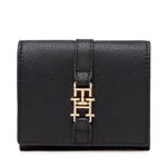 Tommy Hilfiger Portofel Mic de Damă Th Plush Small Flap Wallet AW0AW14238 Negru, Tommy Hilfiger