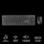 Kit tastatura si mouse Wireless TRUST Ody 23942, USB, negru