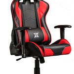 Scaun gaming X by Serioux, Torin, ajustabil, piele sintetica, piston pe gaz, manere reglabile, baza stea cu 5 picioare, greutate maxima admisa 150Kg, perne detasabile, negru si rosu, SERIOUX