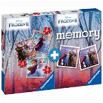 Set 3 puzzle-uri + Joc memorie Ravensburger Disney Frozen 25/36/49 piese