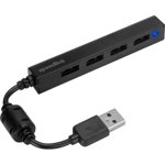 Hub USB Speedlink SNAPPY SLIM, 4 porturi, USB 2.0, pasiv, Negru