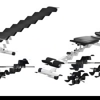 Banca de antrenament cu set de haltere si gantere vidaXL, 60,5 kg