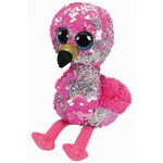 Jucarie de plus TY - Beanie Boos, Flamingo, cu paiete, 24 cm, roz