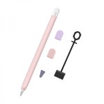 Set protectie din silicon pentru Apple Pencil 1 / 2 roz-ablastru