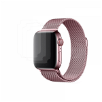 Set curea tip plasa cu prindere magnetica pentru Apple Watch 42 / 44mm si 3 folii din hidrogel roz