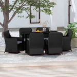 Set mobilier pentru gradina cu perne vidaXL, 7 piese, negru, 140 x 70 x 74 cm