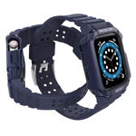 Husa si curea Armored Strap Band compatibila cu Apple Watch 4/5/6/7/SE 42/44/45mm Navy Blue, OEM