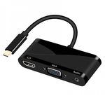 Adaptor convertor 3 in 1 USB 3.1 Type-C la HDMI 4K@60Hz, VGA si port audio 3.5mm, negru, krasscom