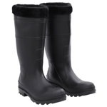 vidaXL Cizme de ploaie cu șosete detașabile, negru, mărime 43, PVC, vidaXL