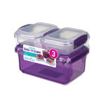 Pachet 3 cutii depozitare alimente plastic mov Sistema Back To School 1L + 2 x 200 ml, Sistema Plastics