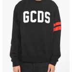 GCDS Crew Neck Embroidered Logo Sweatshirt With Contrasting Bands Black, GCDS