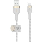 Cablu Belkin BOOST CHARGE PRO Flex USB-A catre LTG, Silicon impletit, 3M, Alb