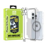 ATB Husa iPhone 12 Pro Max TPU Antisoc - Folie Sticla - Folie Spate - Protectie Camera - Inel Magnetic - Stickere Anti-Praf, Kit 6 in 1 De Protectie, ITOP