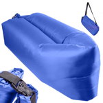Saltea Autogonflabila "Lazy Bag" tip sezlong, 230 x 70 cm, culoare Bleumarin, pentru camping, plaja sau piscina, AVEX