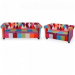 Set canapea Chesterfield, 2 piese, material textil