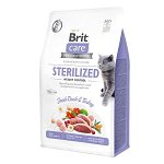 Brit Care Sterilized Weight Control, Rață și Curcan, hrană uscată fără cereale pisici sterilizate, managementul greutății, 400g, Brit Care