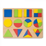 Puzzle 3D din Lemn cu Forme Geometrice Colorate Montessori, Nurio