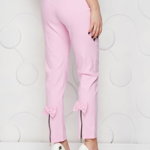 Pantaloni din material elastic roz conici cu talie inalta - SunShine, SunShine