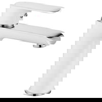 Baterie stativa pentru lavoar REA Bloom Alb Lucios cu Crom, 