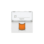 RJ 45 priza Mosaic - category 6A STP - 2 module - alb cu galben shutter, Legrand