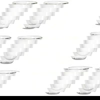 Set 6 Pahare Espresso Delonghi Essential Collection, 6X60Ml, Sticla Termorezistenta, Transparente, Perete Dublu, Delonghi