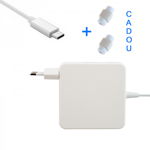 Incarcator adaptor 96W pentru Macbook, cablu Type-C/ USB-C de alimentare, 2 m + 2 protectii de cablu cadou, alb, krasscom