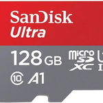 Card de Memorie Micro Secure Digital Card SanDisk Ultra, 128GB, Clasa 10, R/W speed: up to 100MB/s/, 90MB/s, include adaptor SD (pentru telefon), SanDisk