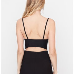 Trendyol, Top-corset cu decolteu in V, Negru, XS