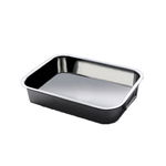 Tava dreptunghiulara Salvinelli, 35 x 28 x 7 cm, manere laterale, strat antiaderent, inox, Argintiu