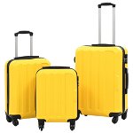 Set valize carcasă rigidă, 3 buc., galben, ABS