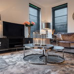 Comoda din Lemn masiv de stejar si Otel inoxidabil Negru/Argintiu Blackbone L220xH60cm Richmond Interiors