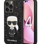 Protectie spate Karl Lagerfeld Glitter Flakes Ikonik pentru Apple iPhone 14 Pro Max (Negru)