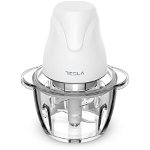 Tocator electric de alimente Tesla FC302W, 400W, Cupa de sticla, 1 L, 4 lame, Alb, Tesla