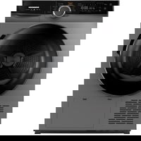 Uscator de rufe Heinner HHPD-M9K3SA+++, Pompa de caldura, 9 kg, Inverter, 14 programe, Clasa C, Control touch, Functie Anti-Sifonare, Program Sterilizare, Iluminare cuva, Argintiu, Heinner