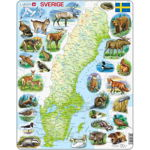 Puzzle Larsen - Physical Map of Sweden, 71 piese (K6-SE), Larsen