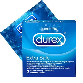 Prezervative Extra Safe, 3 bucati, Durex, Durex