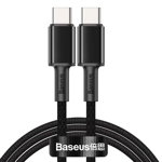 Cablu Baseus High Density CATGD-01, USB Type-C - USB Type-C, Fast Charging 100W, 1m, impletitura nylon (Negru)