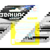 Set 2 baterii alcaline Toshiba, R14, Toshiba