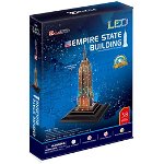 Puzzle CubicFun Empire State Building cu lumina LED 3D cu 38 piese, Cubicfun