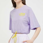 Love Moschino tricou din bumbac culoarea violet, Love Moschino